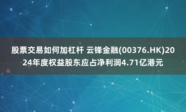 股票交易如何加杠杆 云锋金融(00376.HK)2024年度权益股东应占净利润4.71亿港元