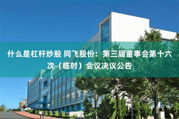 什么是杠杆炒股 同飞股份：第三届董事会第十六次（临时）会议决议公告