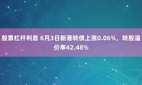 股票杠杆利息 6月3日新港转债上涨0.06%，转股溢价率42.48%