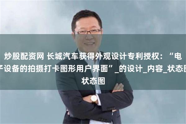 炒股配资网 长城汽车获得外观设计专利授权：“电子设备的拍摄打卡图形用户界面”_的设计_内容_状态图