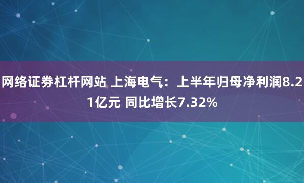 网络证劵杠杆网站 上海电气：上半年归母净利润8.21亿元 同比增长7.32%